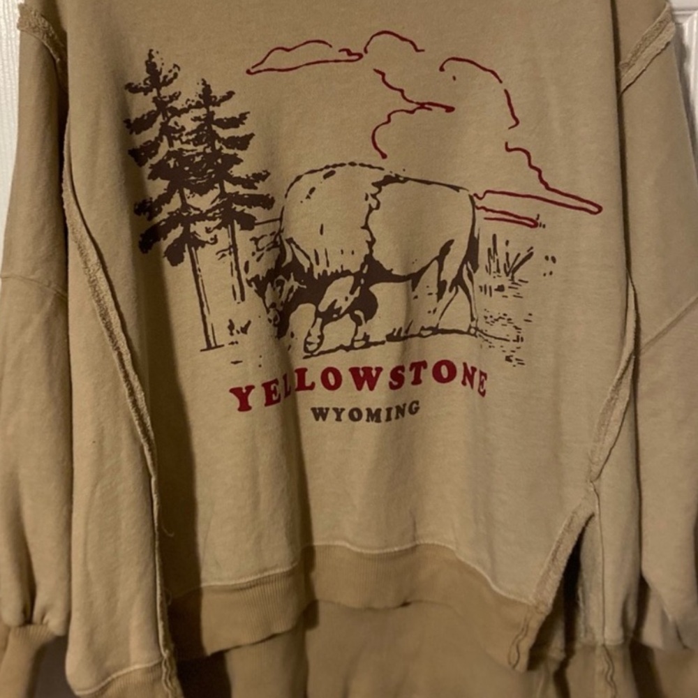 Free People Beige Yellowstone Graphic Long Sleeve Tee - Picture 10 of 14